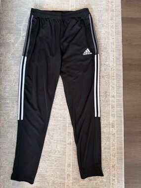 adidas Black Jogger Pants with White Side Stripes